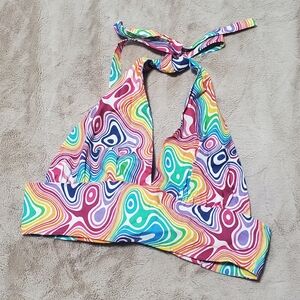 Pride Rainbow Psychadelic Tie Top Bikini Style